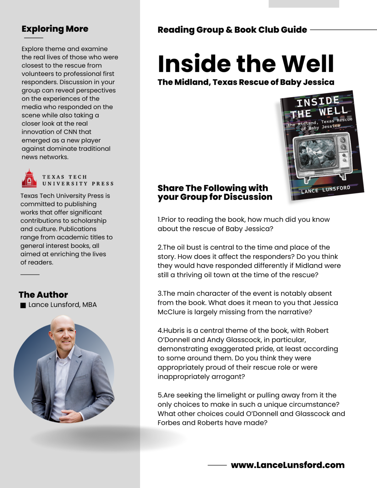 Reading Group Guide: Inside the Well – LanceLunsford.com
